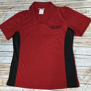 Office Depot Max Shirt Womens Cut Small Red Black Employee Uniform Work Polo Top - Picture 1 of 7