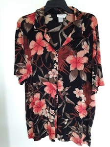 Coldwater Creek Travelers Button Down Size 1X Tropical Floral Shirt   - Picture 1 of 3