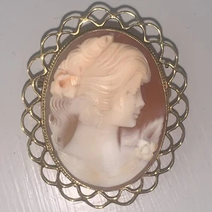 Beautiful 9ct Gold Fully Hallmarked Cameo Brooch WJP Birmingham 1960’s 10.70 g - Picture 1 of 17