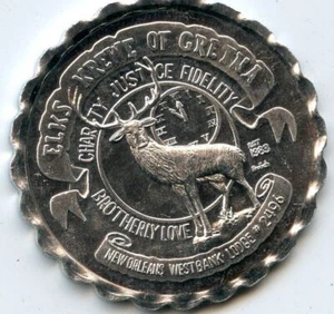 .Mardi Gras Doubloon Krewe of Elks of Gretna Aluminum 1996 - Imagen 1 de 2