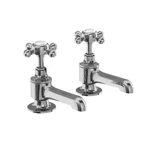 Burlington Stafford Traditional Bath Pillar Taps, Inc Handles, Chrome - STA13-QT - Picture 1 of 2