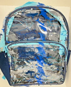 Brand New Clear Shark Light Blue and Blue 16" Backpack - Picture 1 of 9