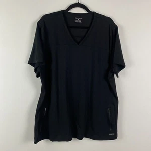 Jaanuu Women 2-Pocket Side Rib Top Black V Neck Stretch Scrub Shirt Size 2X - Picture 1 of 11