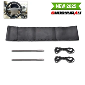 Cubierta de volante hágalo usted mismo 14,5-15" cuero genuino para Lexus negra nueva - Imagen 1 de 11