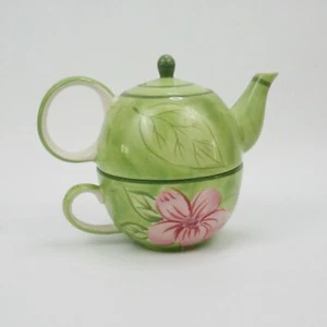 April Cornell Ceramic Teapot Coffee Service Cup and Pitcher Nesting Set Green - Picture 1 of 8