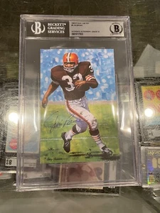1989-97 JIM BROWN CLEVELAND BROWNS GOAL LINE HOF #6 SIGNED GRADE 10 1952/5000 - Picture 1 of 2