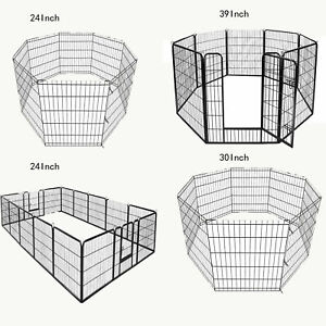 8-16panel 24”30"39" Metal Dog Cat Exercise Fence Playpen Kennel For Pet  