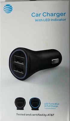 AT&T Dual Port USB Car Charger 4.8A w' LED Indicator Universal -BRAND NEW IN BOX - Image 1 of 4