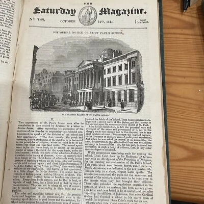 Impresión antigua 1844 - St Paul’s School - Fachada actual - Londres + Artículo Foto 1 de 2