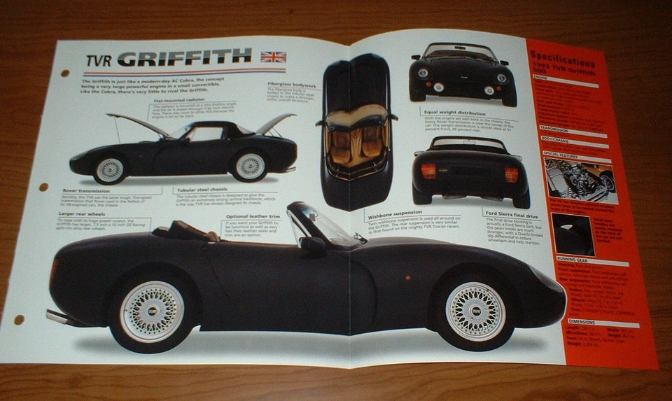 1993 TVR GRIFFITH 500 ORIGINAL IMP BROCHURE SPECS INFO 93 92-99★★ - Image 1 of 1