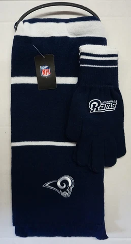 NFL Los Angeles Rams Reebok Little Earth Winter Knit Scarf & Gloves Set NEW! Cover
