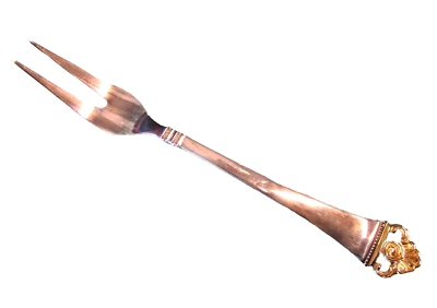 Robbe & Berking Rosenmuster Wurstgabel 150 versilbert teilvergoldet 20g 26796 - Bild 1 von 4