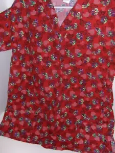 Liberty Scrubs - hearts and butterflies scrub top - Large - Picture 1 of 3