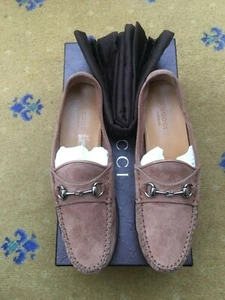 Gucci Mujer Zapatos Marrón Gamuza Horsebit Mocasines UK 2 US 5 EU 35 Damas - Imagen 1 de 8