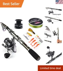 Carbon Fiber Telescopic Fishing Rod & Reel Combo - 2.1m, For Bass & Trout - Picture 1 of 9