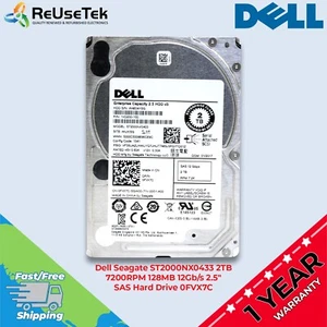Dell Seagate ST2000NX0433 2TB 7200RPM 128MB 12Gb/s 2.5" SAS Hard Drive 0FVX7C - Afbeelding 1 van 16