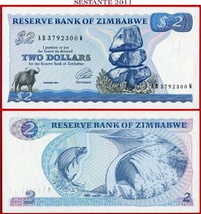 ZIMBABWE 2 DOLLARS 1994 P 1d (B) UNC free shipping from 100$ - Picture 1 of 3