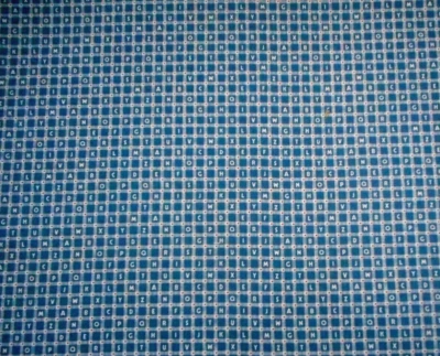 Childrens Fabric By Half-Yard White Alphabet Letters on Blue Checks Cotton C Vtg - Image 1 of 2