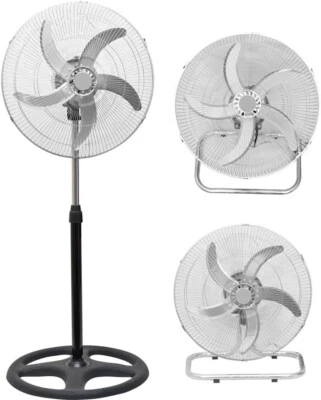 Ventilatore a Piantana Tavolo Parete in Acciao 3in1 65W Oscillante con 5 Pale - Immagine 1 di 4