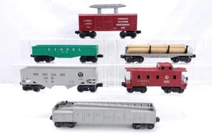 6 Lionel Train Cars Barrel Loader Caboose Hopper Gondola Flatcar...O Scale C-7 - Picture 1 of 11