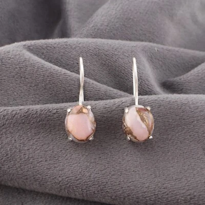 Pendientes de piedras preciosas turquesa ópalo plata de ley 925 hechos a mano joyas para regalos Foto 1 de 4