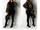Usa Women Prined  Patchwork Lantern Sleeve Top+Pants Tracksuit Two Piece Set