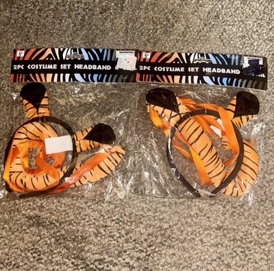 Lote De 2 Nuevos Kit Tigre Vestir Halloween Disfraz Accesorio Orejas y Cola edades 5+ Foto 1 de 4