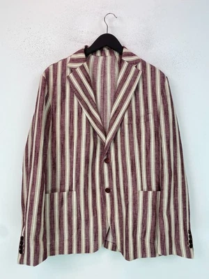 Spada Red Stripe Blazer Smart Casual Button Linen Blend EU 56 UK 46 - Image 1 of 4
