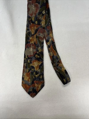 Corbata de seda con flores Emanuel Ungaro roja, azul, naranja, verde hecha en Italia Foto 1 de 4