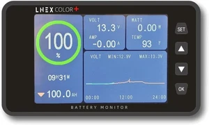 500A Battery Monitor 3.5" Color Screen 16ft Cable Alarms for 8-120V Lifepo4 - Picture 1 of 8