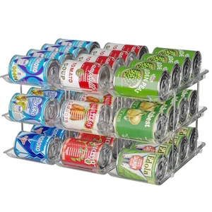 Stapelbarer 3-stufiger Dosen-Organizer für Speisekammer & Kühlschrank - klares automatisch rollendes Gestell... - Bild 1 von 7