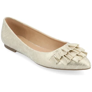 Journee Collection Ballerine Donna Judy Slip On A Punta, Oro Taglia 7W - Foto 1 di 5