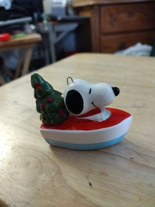 Peanuts Weihnachtsschmuck Snoopy im Boot (Japan 1966)~ T396C wunderschön 😍❤️❤️❤️ - Bild 1 von 10
