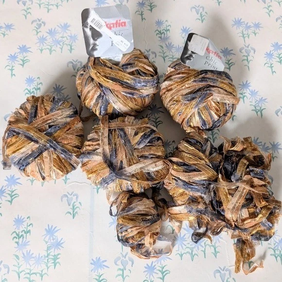 Hilo de cinta estampado Katia Chic NUEVO 5800 marrón dorado metálico hilos artísticos ganchillo hágalo usted mismo Foto 1 de 3