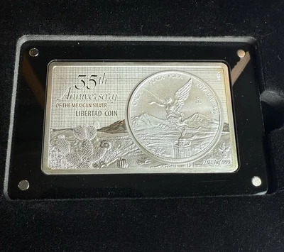2017 35th Anniversary of the Mexican Libertad 3oz Silver Coin Bar # 0115 of 5000 - Image 1 of 4