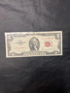 RARE 1953 Series B $2 Red Seal Note Serial # A71149097. Good Condition! - Picture 1 of 3