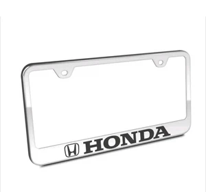 Marco de matrícula cromado pulido Au-Tomotive dorado, INC. Honda grabado láser H - Imagen 1 de 10