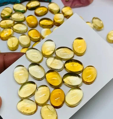 Wholesale Natural Citrine Cabochon Oval Shape Loose Gemstone Lot For Jewellery. - Image 1 of 4