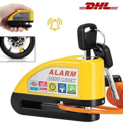 Lucchetto Moto Bici Allarme Blocchetto Dischi Freno Blocchetto Leva Freno con Cavo* - Immagine 1 di 4
