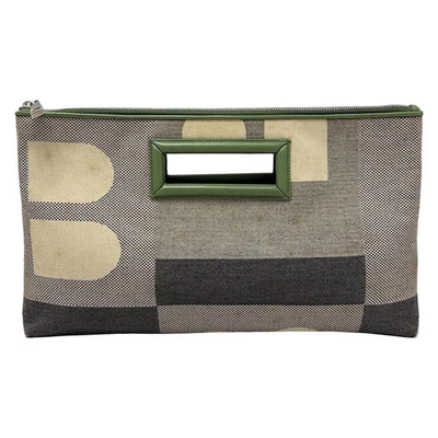 正品 BALLY - 米色绿色提花皮革手提包 — 第 1/4 张图片