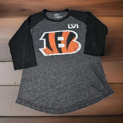 Cincinnati Bengals NFL T Shirt Womens M Black 3/4 Sleeve Burrow 9 LVI  Majestic - Image 1 of 4