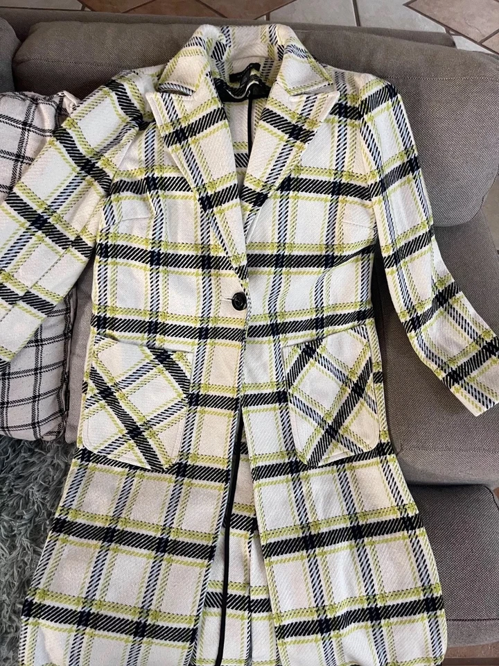 halogen west side check coat single button closure - Image 1 of 4