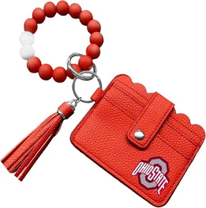 CARTERA PULSERA DE CUENTAS OHIO STATE BUCKEYES con ranuras para identificación y tarjetas y borla - Imagen 1 de 1