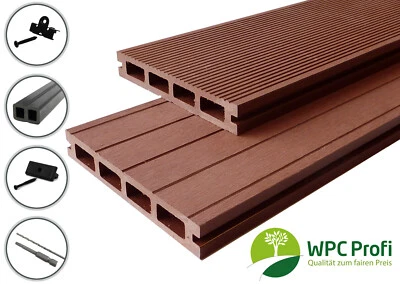 WPC Terrassendielen Komplettset braun Hohl Premium 25mm Redwood 16 - 72 m² - Bild 1 von 4