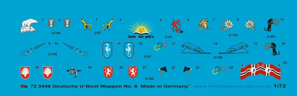 Peddinghaus-Decals 1/72 3446 Tedesco U-Boat Stemma No 6 - Immagine 1 di 1