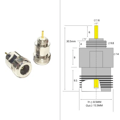 2PCS N Female Jack RF Coax Adapter Convertor Solder Post Straight Nickelplated - Image 1 of 4