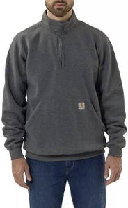 2XL Carhartt Men's Loose Fit Midweight 1/4 Zip Mock-Neck Carbon Heather - Picture 1 of 2