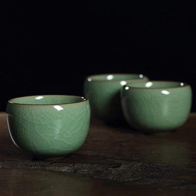 DREAM HOME One Tea Cup Crackle Glaze Porcelain Cup Marked Longquan Celadon Cup Of Tea 85ml