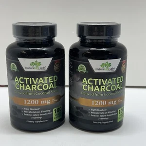 Lot Of 2 Naturalife Labs Activated Charcoal 1200mg highly absorbent 100ct Each - Picture 1 of 5