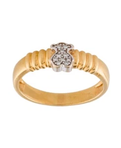 Auténtico anillo TOUS ORO AMARILLO 18K diamante pavé oso - Imagen 1 de 4